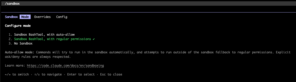 claude code sandbox mode